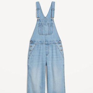 Baggy Wide-Leg Non-Stretch Jean Overalls for Women